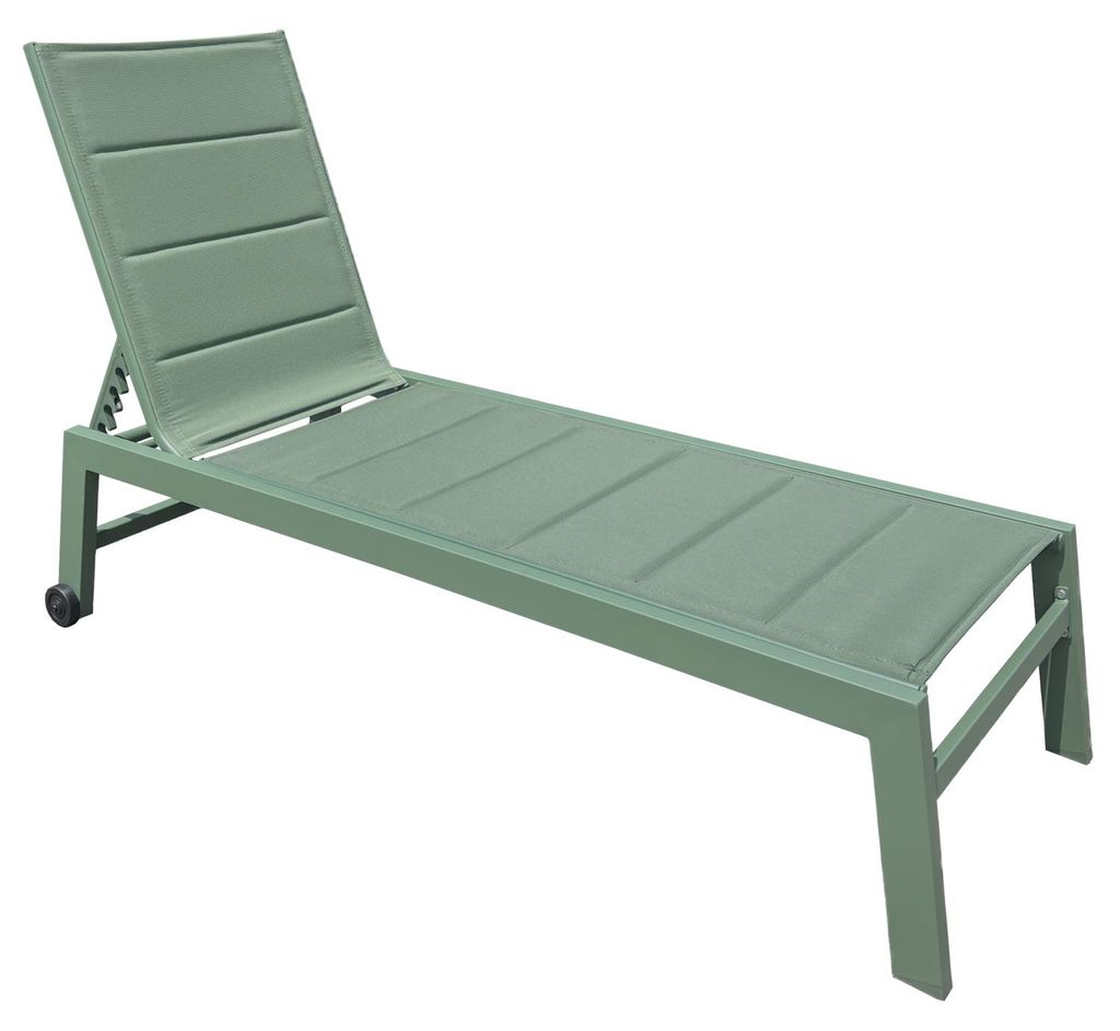 Sonnenliege BARBADOS aus salbeigrünem Textilene - Aluminium Produktbild 