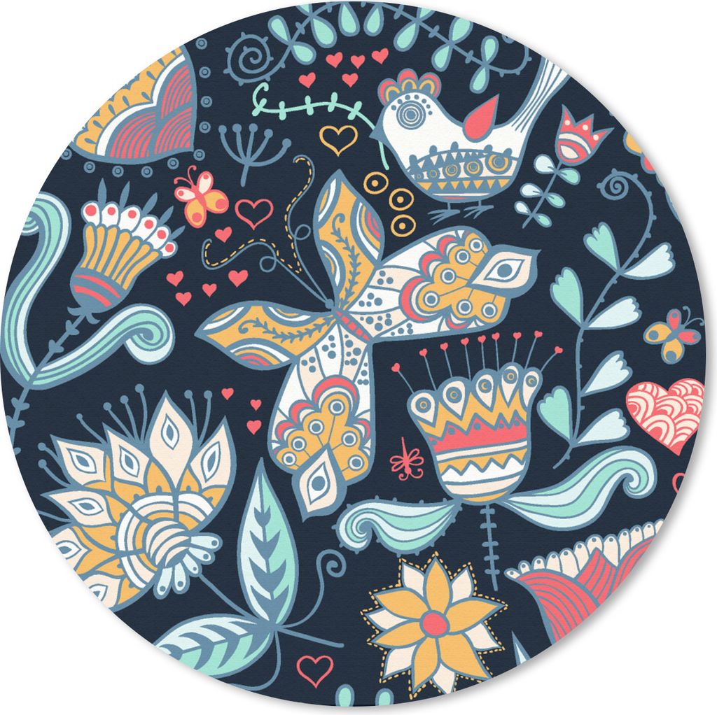 MuchoWow Mauspad Mousepad Schmetterling - Vogel - Blume - Muster 20x20 cm - Mousepads - Maus Mat - Pad - Mausunterlage - Schreibtischmatte