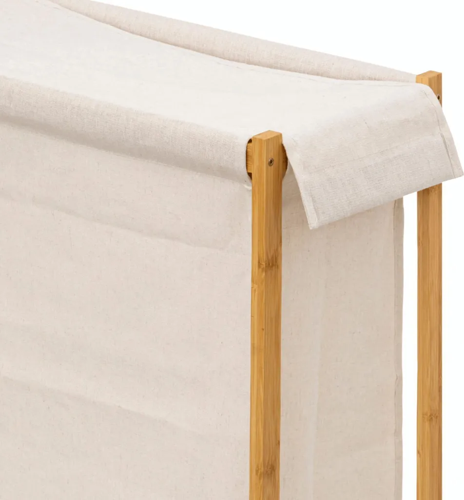 Bac à linge 52L avec roulettes et poignées - Design beige compact - 5