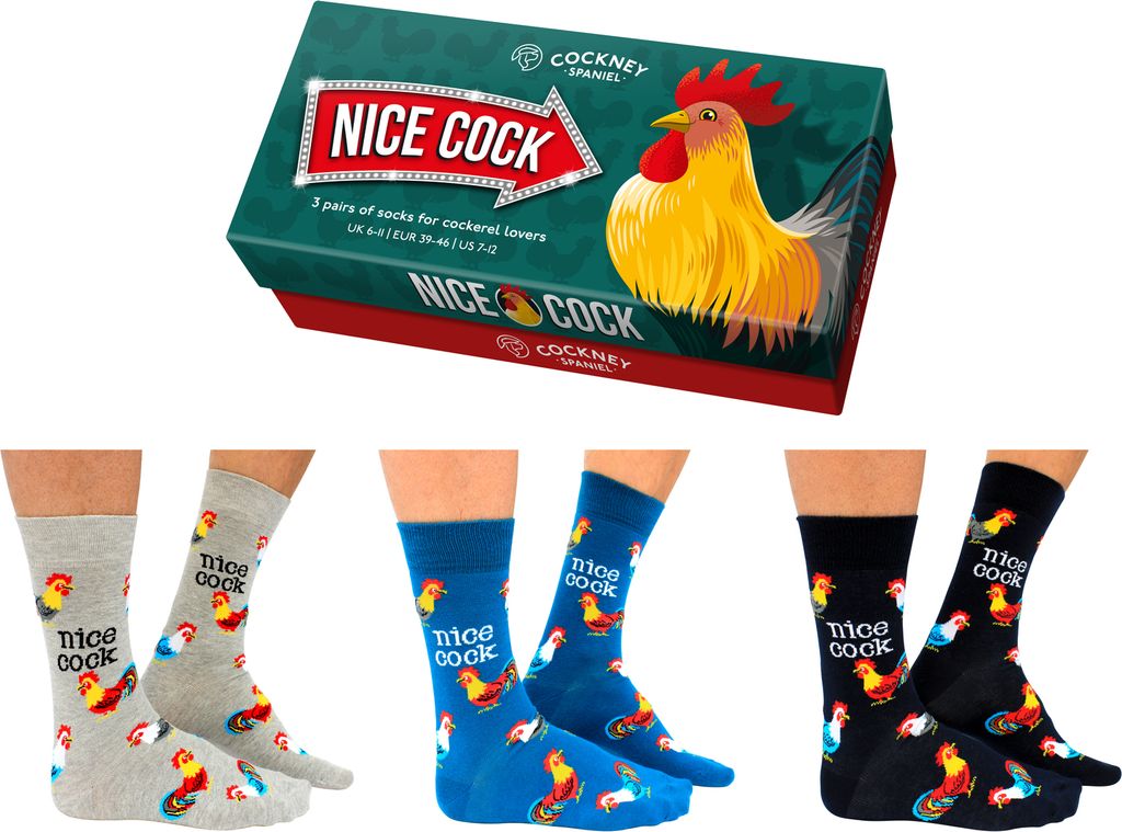 Hahn - Nice Cock Socken mit Geschenkverpackung in 39-46 (3 Paare)