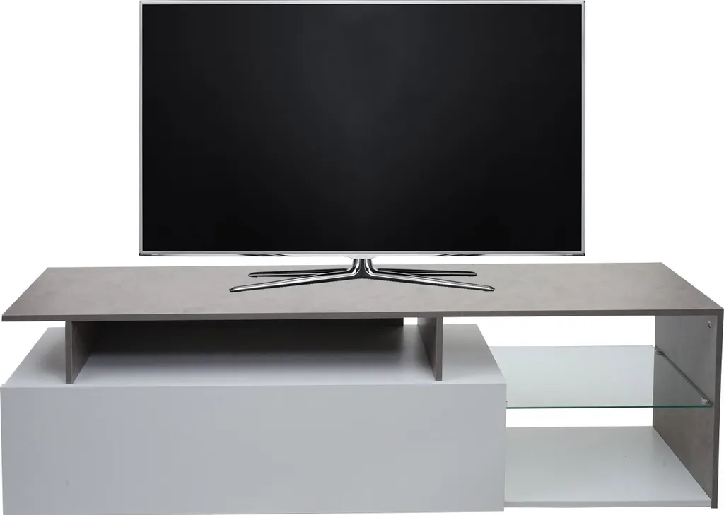 Meuble TV long 170 cm blanc pour grand écran et salon style design