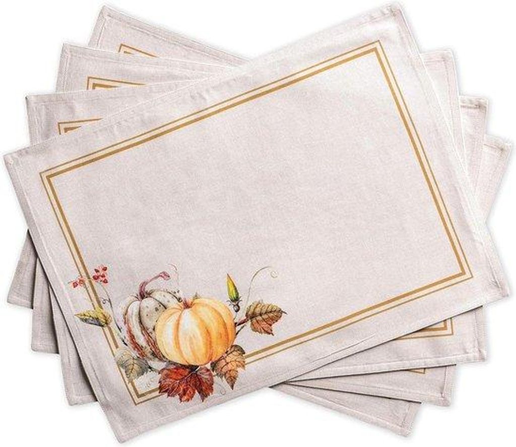 Keramische 4-plaatsen placemats voor eettafel en keuken, 100% katoen, Thanksgiving und Weihnachtsdinner
