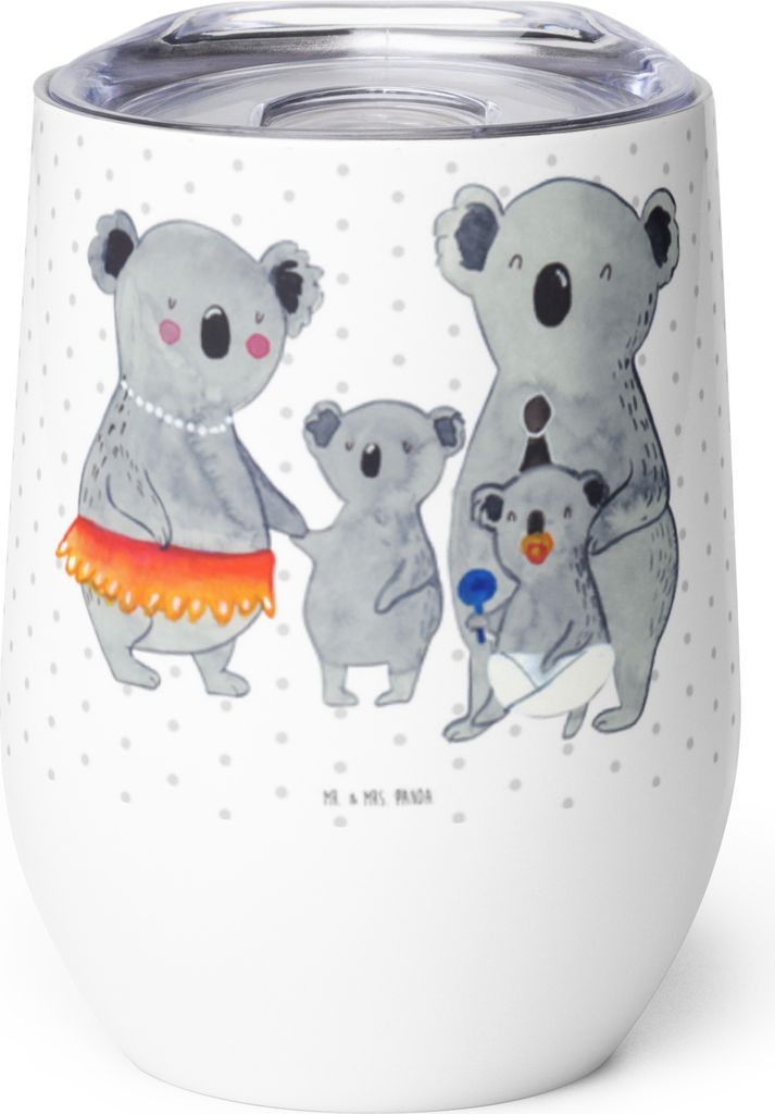 Mr. & Mrs. Panda Thermo Becher Koala Familie - Weiß - Geschenk, Edelstahlbecher, Muttertag, Reisebecher, Koalas, Papa, thermosbecher, Kinder, Ther...