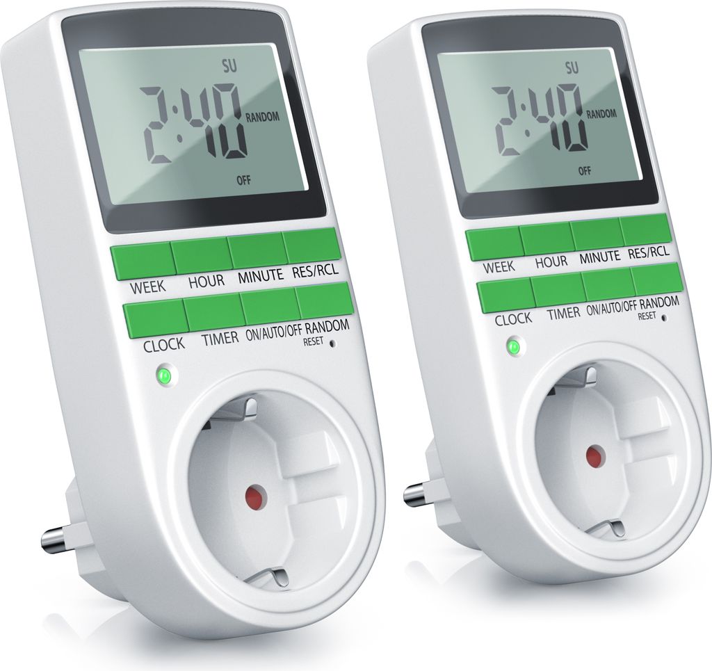 BEARWARE 2x Zeitschaltuhr, digital, programmierbar, LCD Display, Steckdosen Timer, max. 3680W