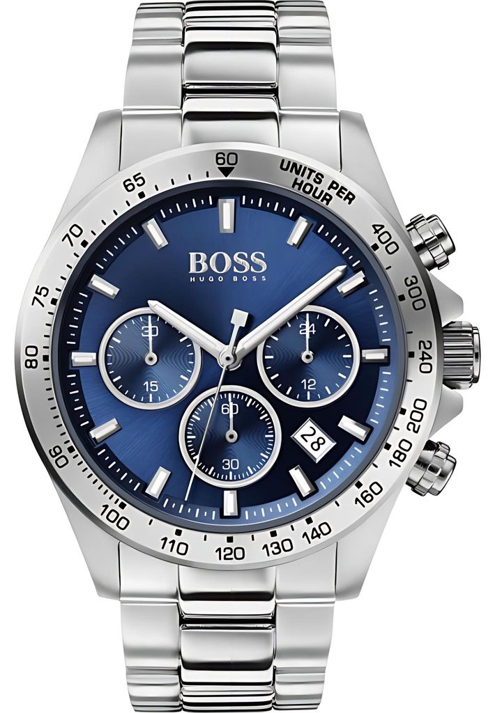 Boss Hero, męski chronograf, srebrny, niebieski, stal Zdjęcie produktu 