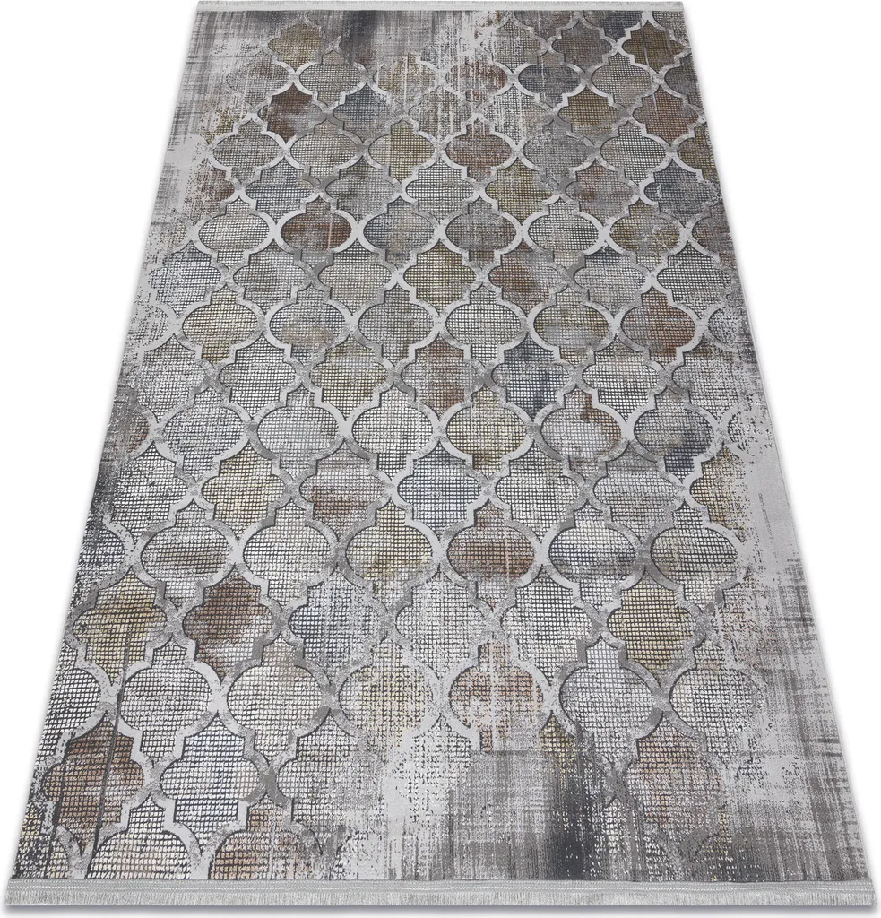 Tapis déco LUCE 75 pour salon moderne gris moutarde vintage 115x170 cm