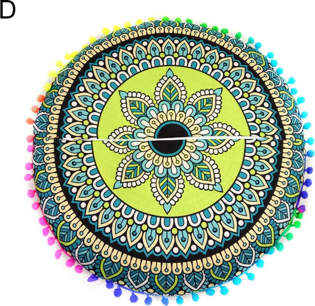43 cm runde böhmische Mandala Bodenkissen Kissenbedeckung Hülle Home Sofa Dekor-D