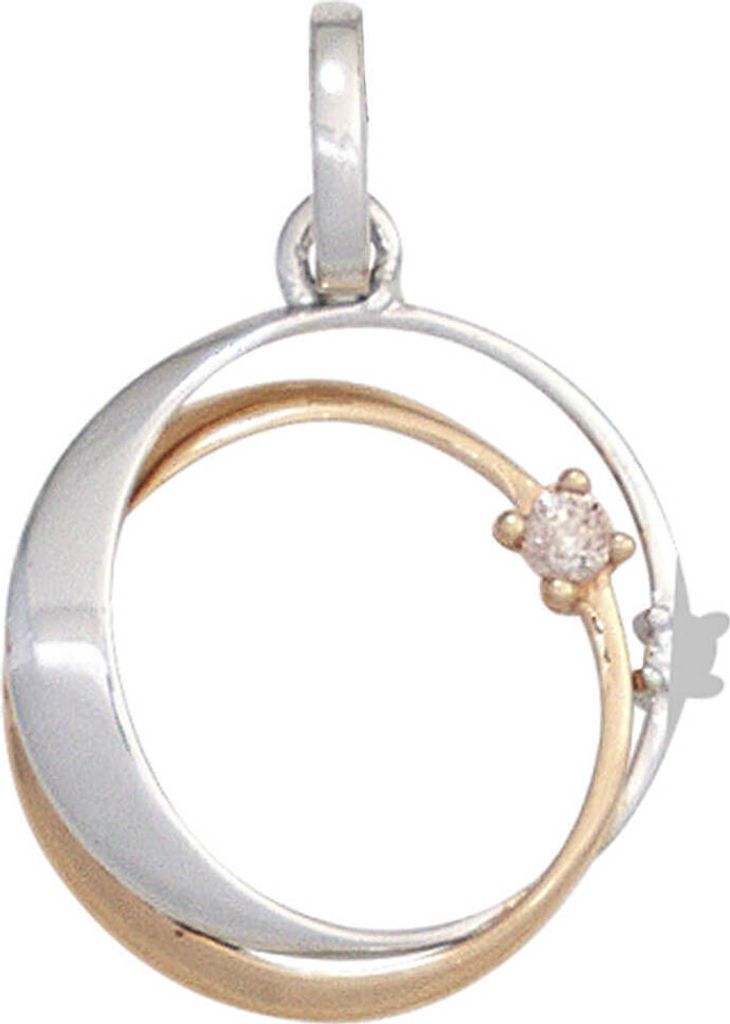 Anhänger Ringe überkreuzt mit Diamanten Brillanten 585 Gold rot/weiß Damen