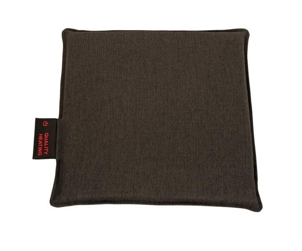A dark gray square heating pad is shown against a white background.