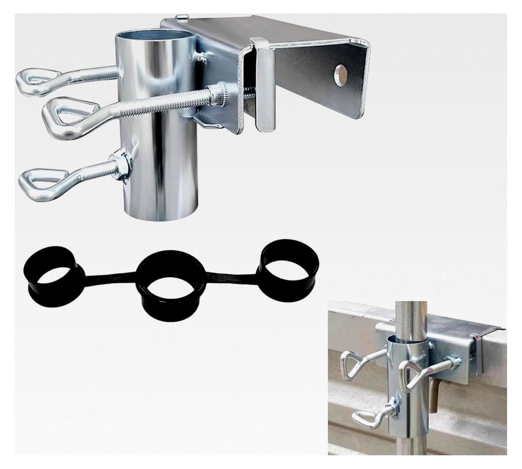 Tischklammer für Sonnenschirme, Halterung für Balkongeländer, geeignet für Strandkörbe (Silber)