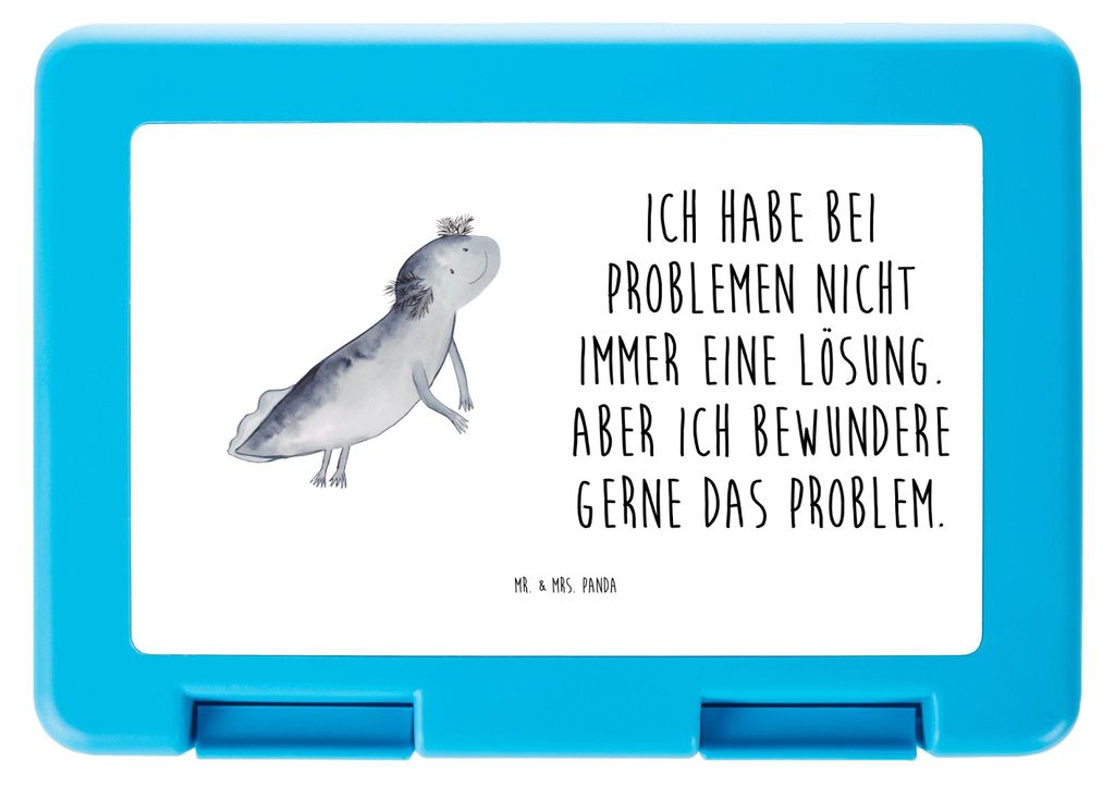 Mr. & Mrs. Panda Bentobox Axolotl Schwimmen - Weiß - Geschenk, Lösungen, Motivation, Essensdose, Snackbox, Lunchbox, Bento Box, Optimistisch, Lur...