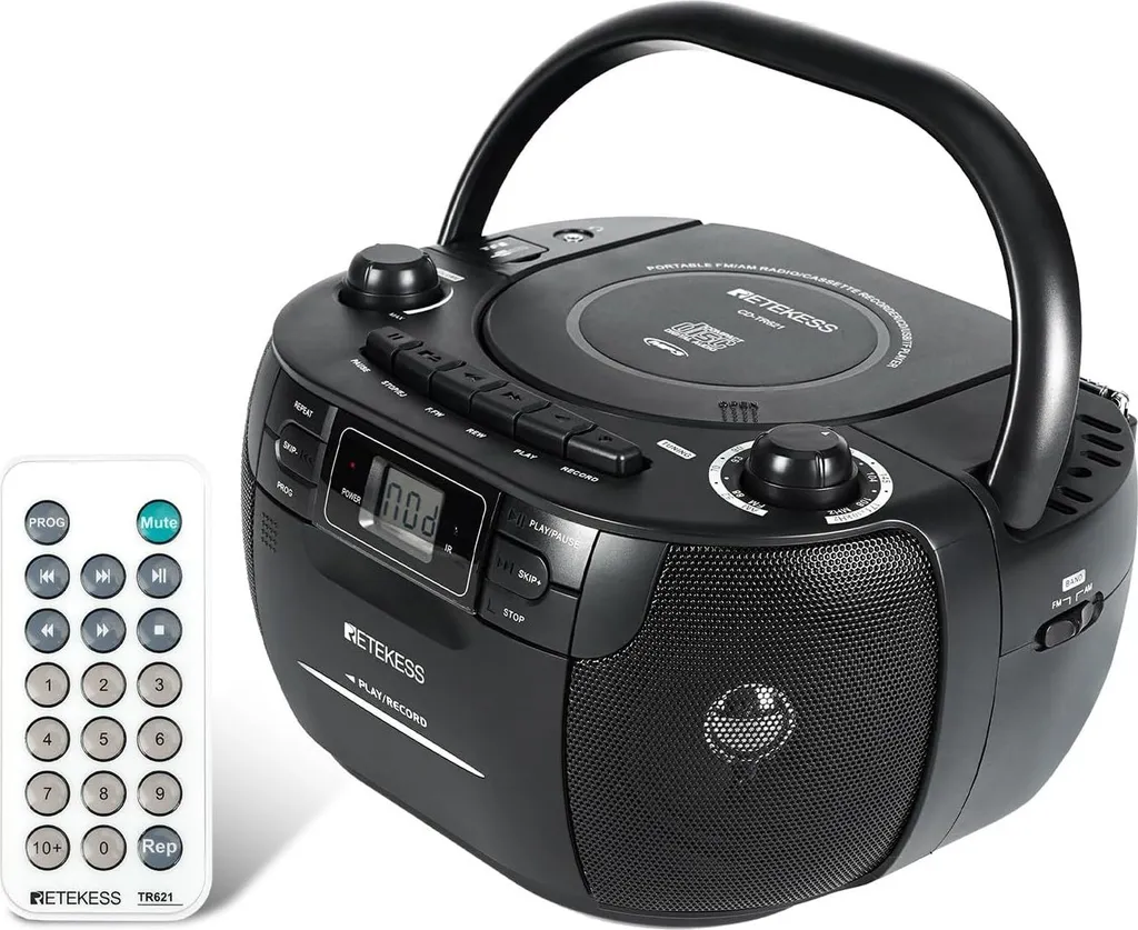 Radio CD Retekess TR621 Enregistreur Cassette et Port USB avec Télécommande