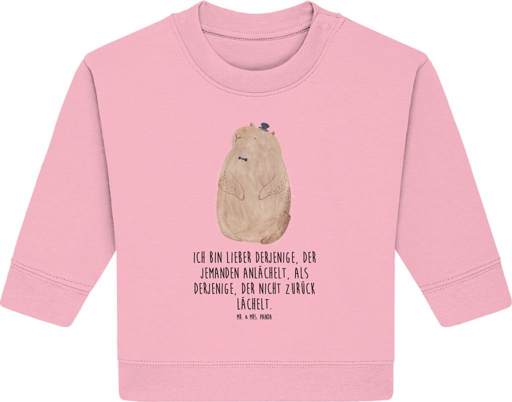 Mr. & Mrs. Panda Organic Baby Pullover Murmeltier 6. - 12. Monat - Baumwolle Pink - Geschenk, Knigge, Bullover, Anstand, Freundlichkeit, Lustige Sp...