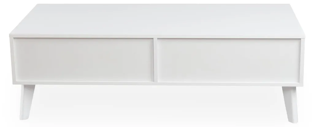 Table basse rectangulaire blanche Dalgora 120cm avec tiroirs de rangement - 9
