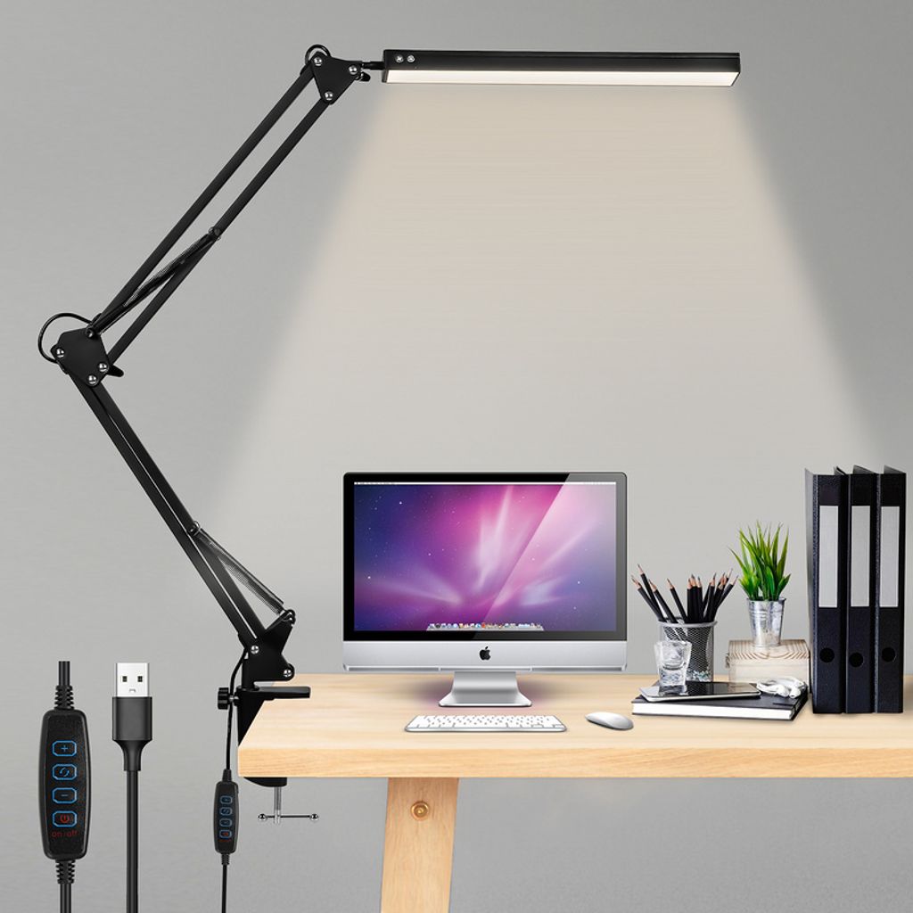 LED dimmbar Schreibtisch-Lampe schwenkbar Leselampe Einstellbare Tischleuchte DE 