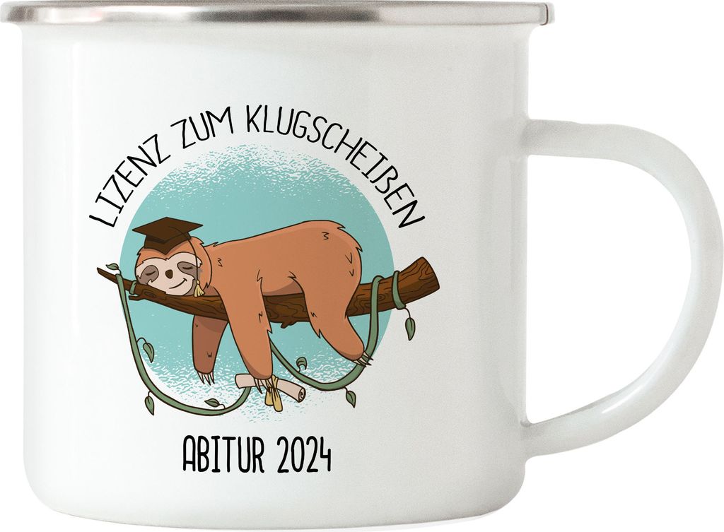 Abitur 2024 Lizenz Zum Klugscheißen Emaille Tasse Faultier Schulabschluss Gymnasium