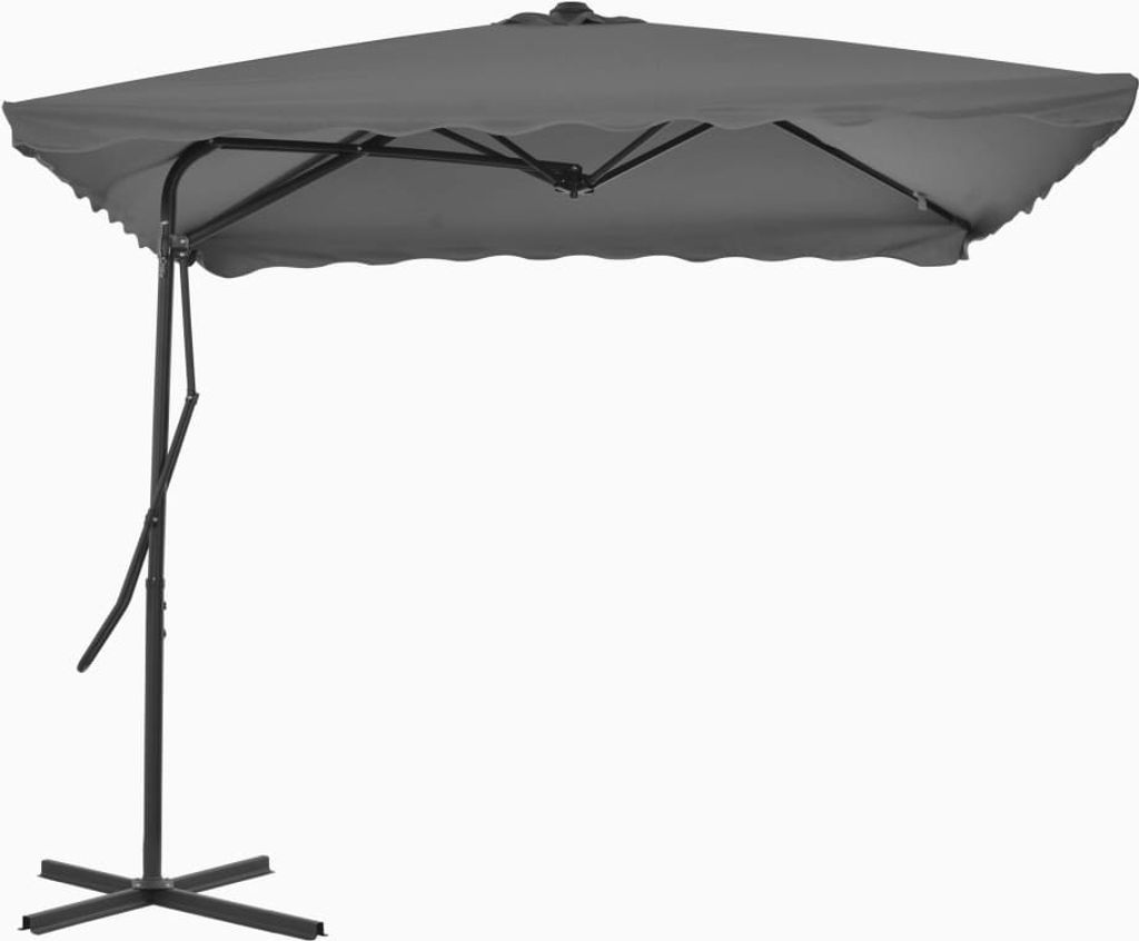 The Living Store Sonnenschirm mit Stahl-Mast 250×250 cm Anthrazit
