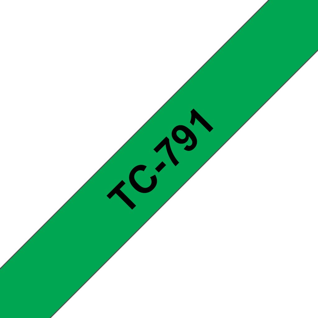 Brother TC-791 Etiketten erstellendes Band Schwarz auf grün Produktbild 