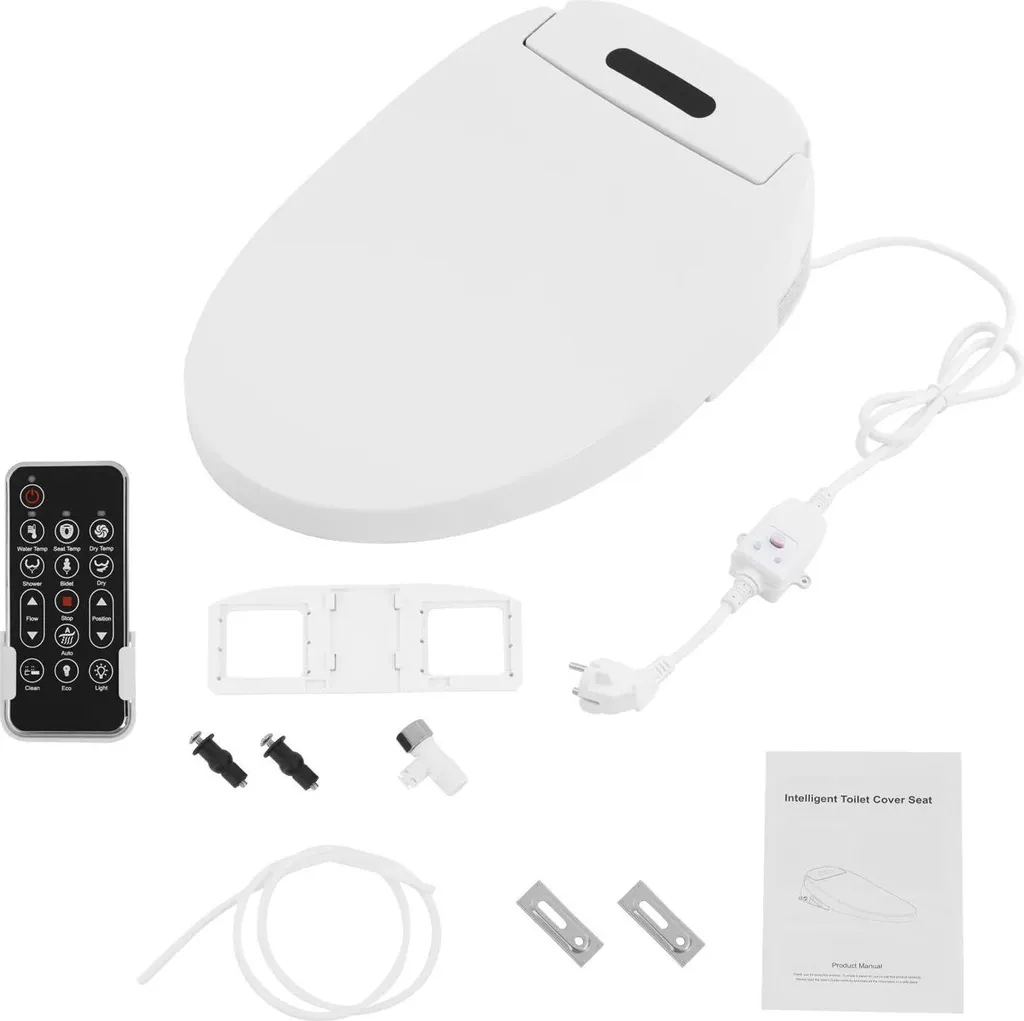 Siège de WC Bidet Électrique Allongé - Chauffant avec Télécommande Blanc - 6