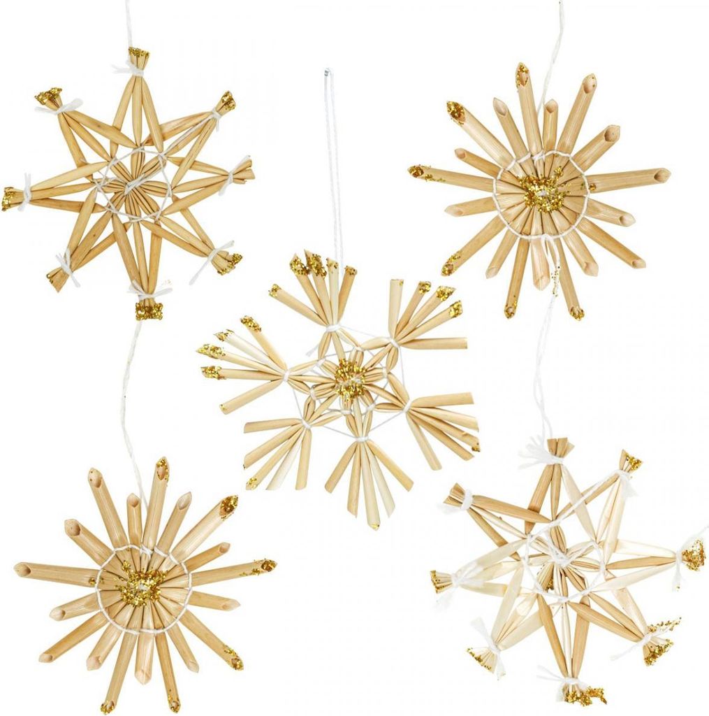 Glitzernde Strohsterne Gold Set 24 Stück Deko Weihnachten