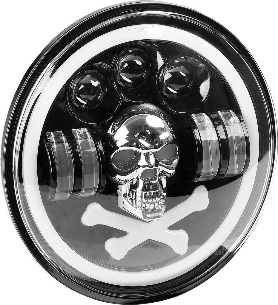 LED Arbeitsscheinwerfer 12V 24V SKULL Design zusatzlich 60W Amio-03695