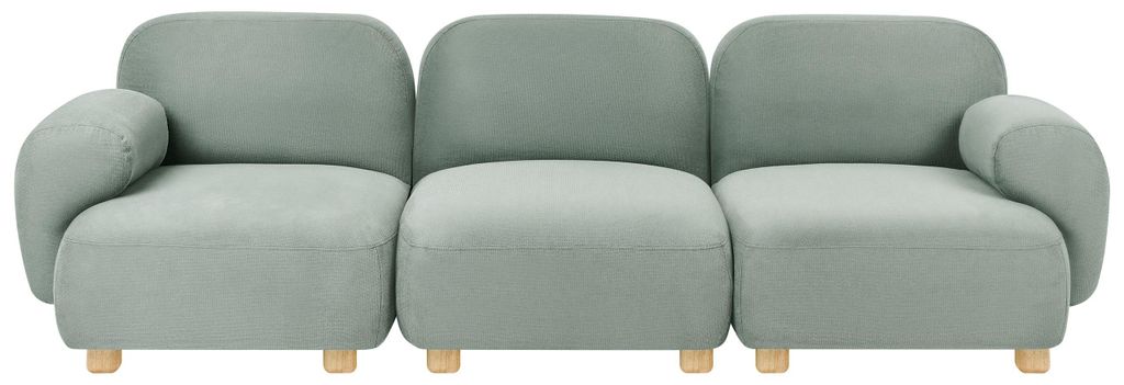 BELIANI 3-Sitzer Sofa Hellgrün Stoff Gepolstert Wasserabweisend Modular Freistehend mit Armlehnen Niedrige Beine Modern Modulsofa Polstersofa
