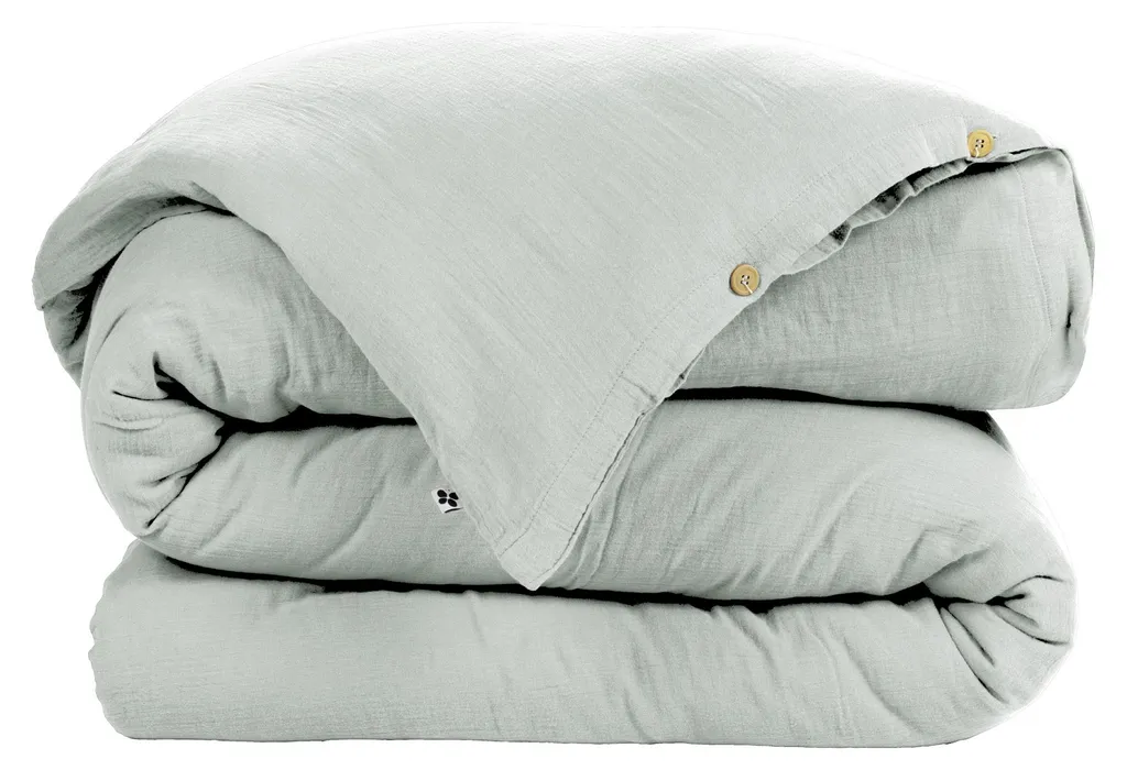 Housse de couette 140 x 200 cm Gaia Eucalyptus pour lit enfant et ado