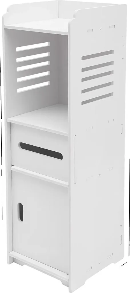 Meuble de salle de bain anti-humidité 4 niveaux blanc pour tout ranger