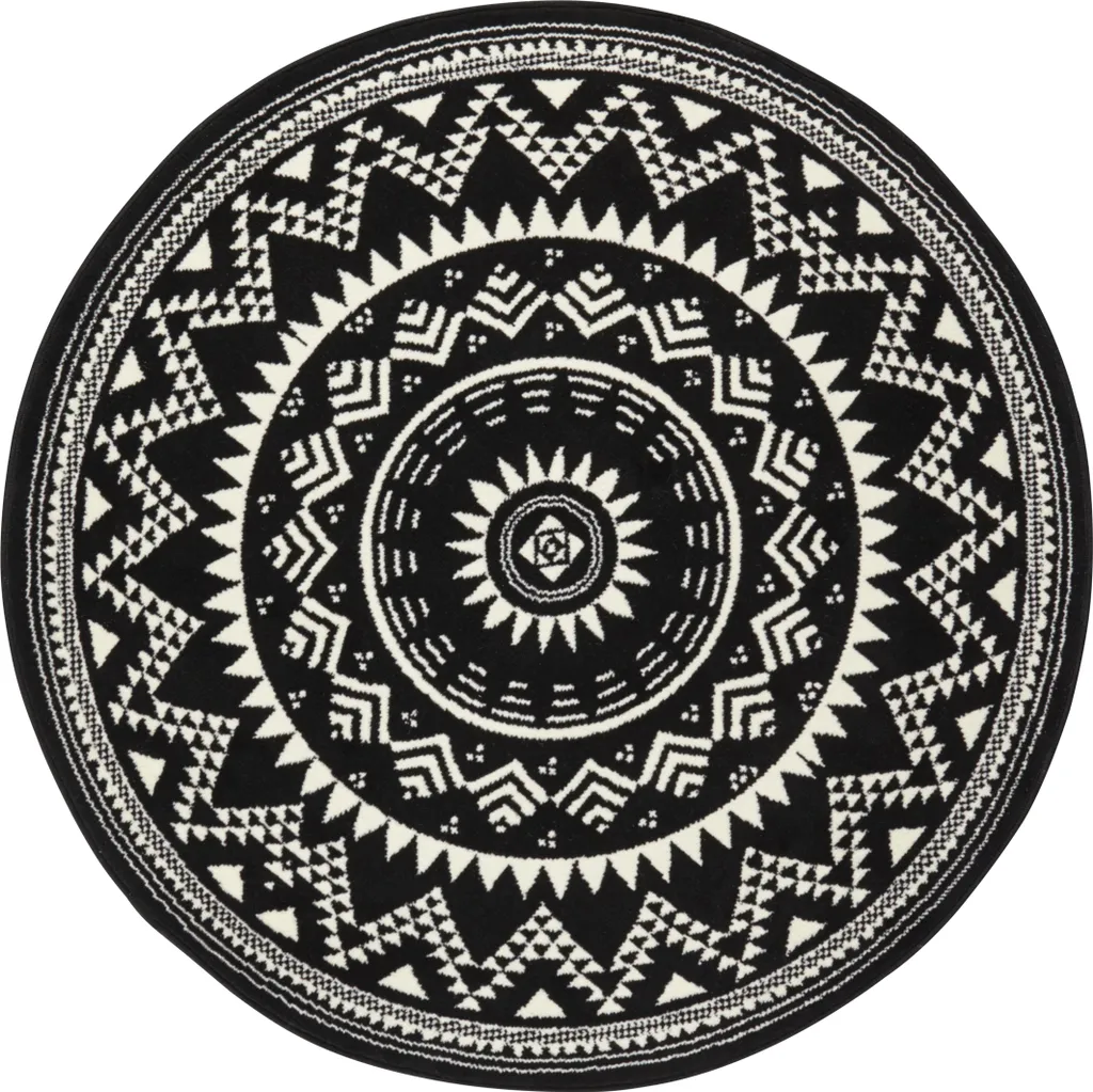 Tapis Rond Valencia Noir : Solution Anti-Tache et Design pour votre Intérieur