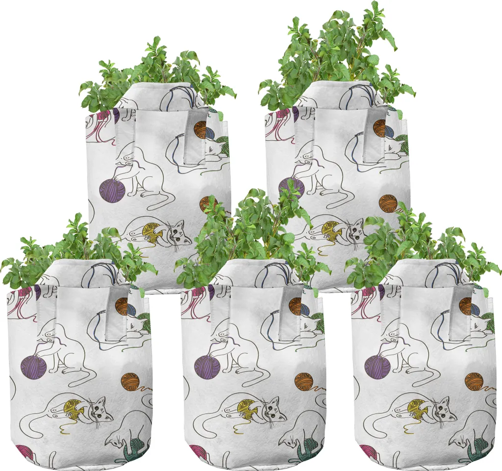 Sacs de Plantation en Tissu 7 Gallons Multicolores avec Motifs de Chats