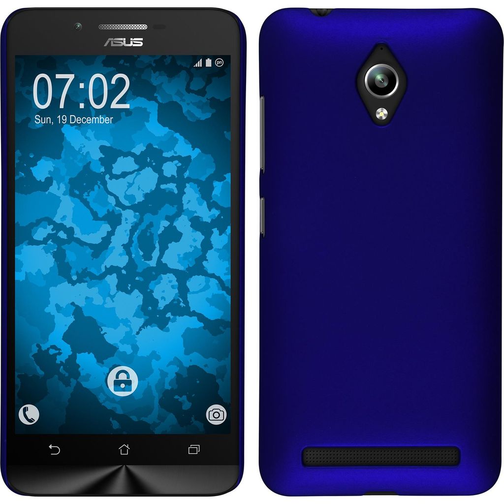 PhoneNatic Case kompatibel mit Asus Zenfone Go (ZC500TG) - Hülle blau gummiert Hard-case + 2 Schutzfolien