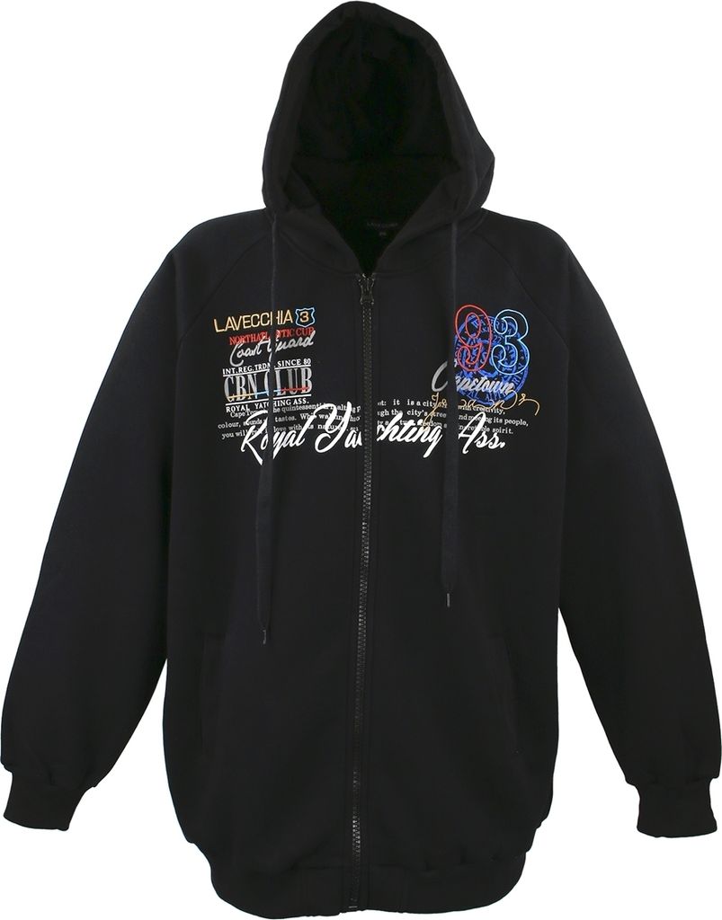 Übergrössen Schicke Sweatjacke LAVECCHIA LV-612 Schwarz 5XL