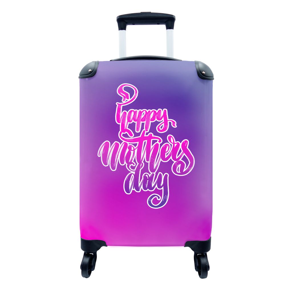MuchoWow Koffer Handgepäck Trolley Rollkoffer Kleine Reisekoffer mit 4 Rollen - Illustration zum Muttertag mit Zitat "Happy Mother's Day - Cabin...
