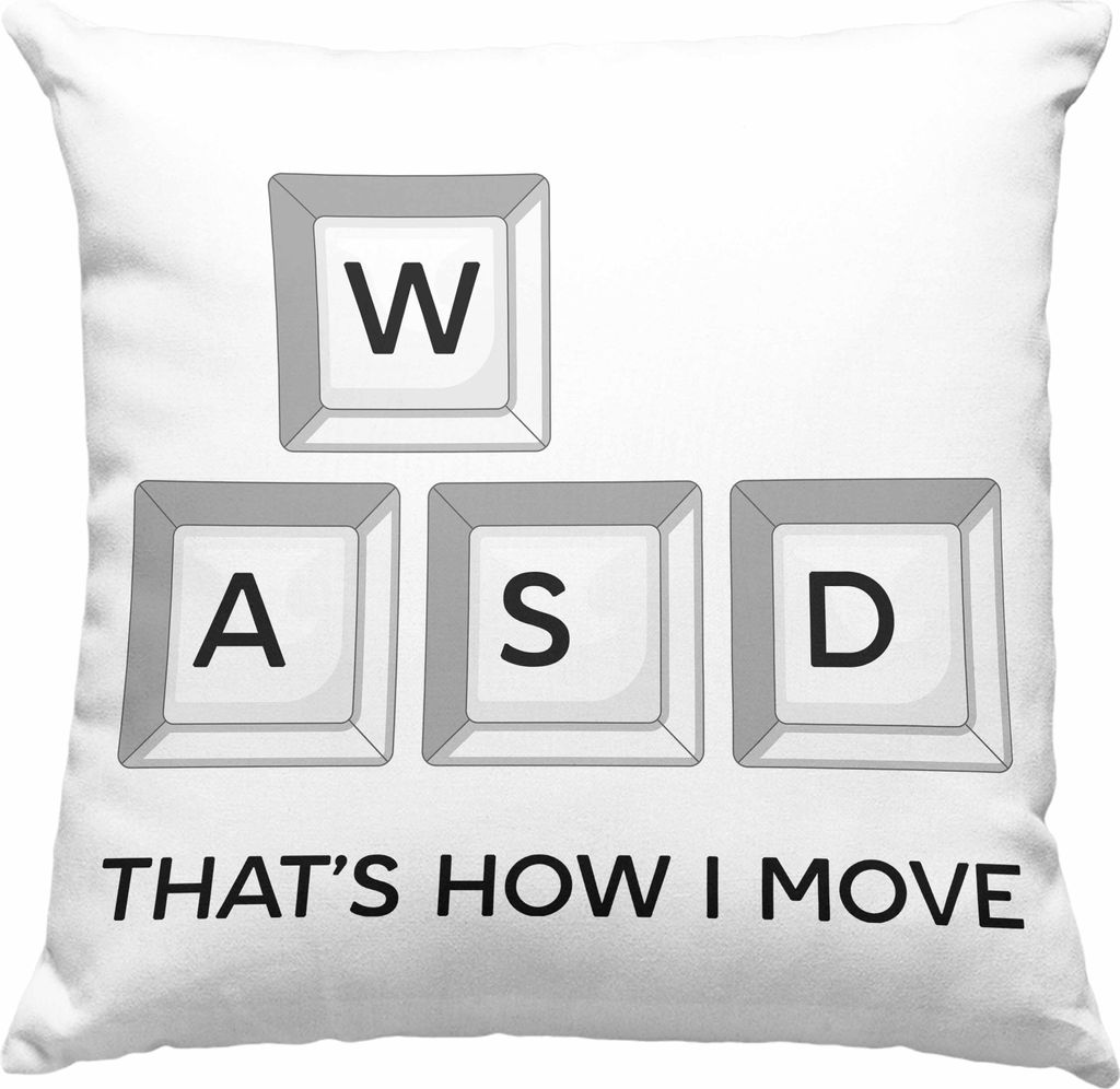 Trendation - Gamer Deko-Kissen mit Füllung 40x40 WASD Geschenk Zocker Jungs Lustiges Dekokissen That's How I Move Gaming PC (Grün)