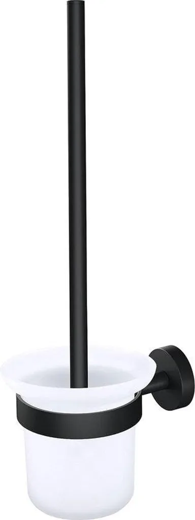 Support brosse WC stable noir satiné anti-rouille, style industriel