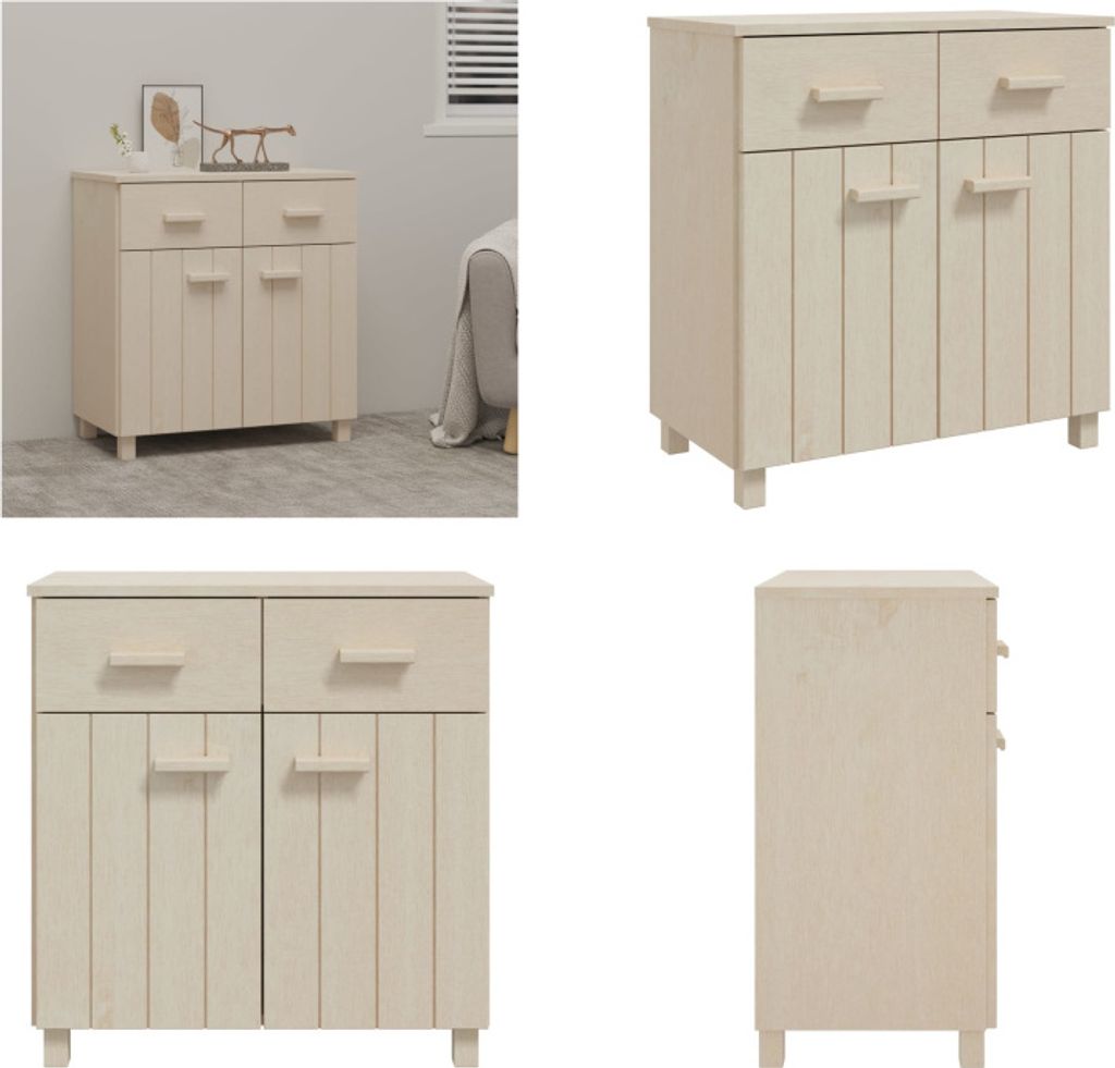 vidaXL Sideboard HAMAR Honigbraun 79x40x80 cm Massivholz Kiefer - Sideboard - Sideboards - Holz Sideboard - Schubladenkommode