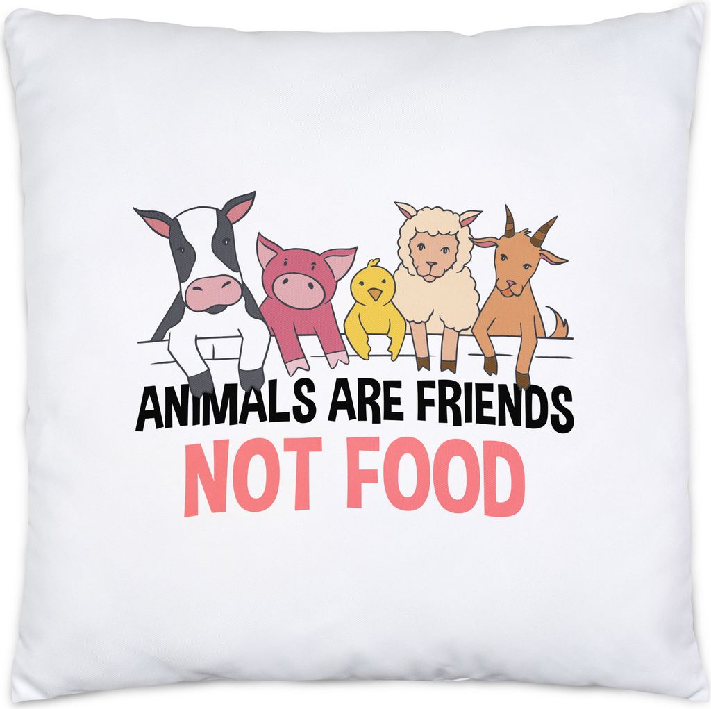 Animals Are Friends Not Food Kissen Inkl. Füllung Vegan Vegetarier Geschenkidee Plant-Based Tierwohl