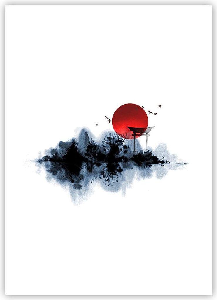 Poster - Poster ohne Rahmen - Rot Sonne Tor - 50x70 cm - Wand Bild - Wanddeko - Wandbilder - Kunstposter - Wandposter - Bilder - Kunstdruck - Wandd...