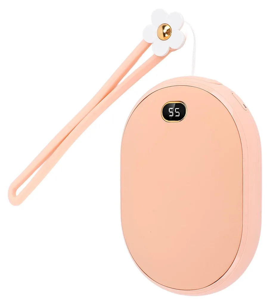 Chauffe-mains 10000mAh Rose Powerbank avec Affichage Digital de Température