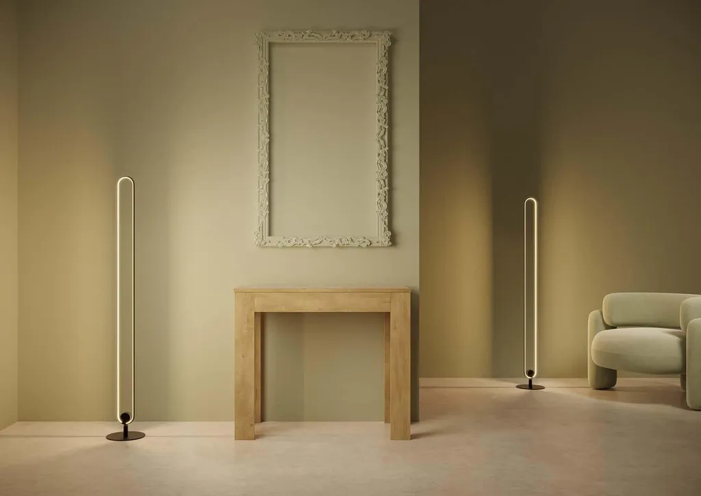 Table console extensible en bois chêne clair pour gain de place - 2