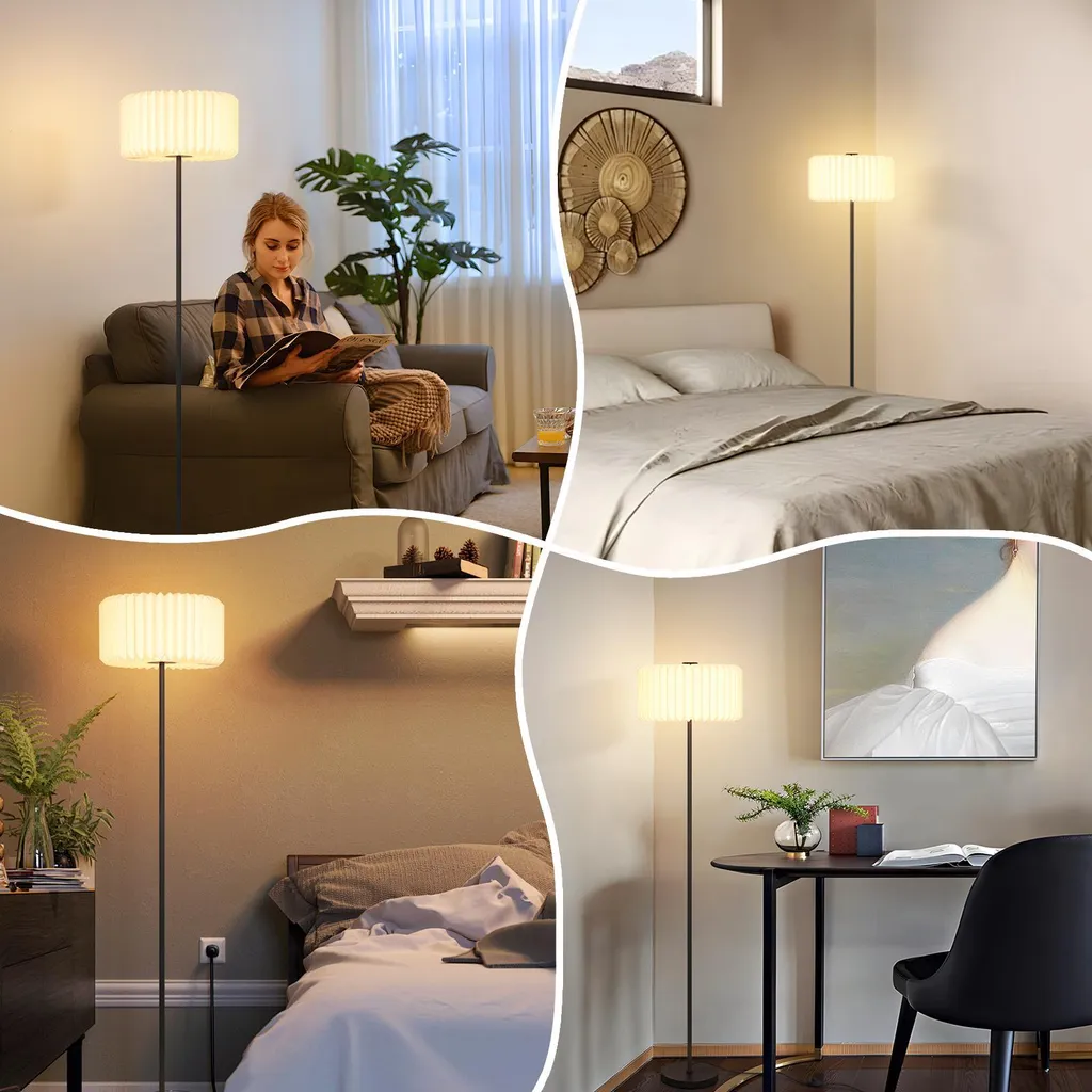 Lampadaire de Chambre Luminaire d'Ambiance Papier Blanc pour Coin Lecture - 9