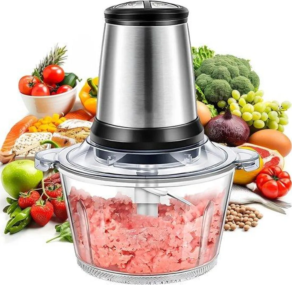 Mini hachoir électrique multifonction avec bol de 1.2L et 2 vitesses