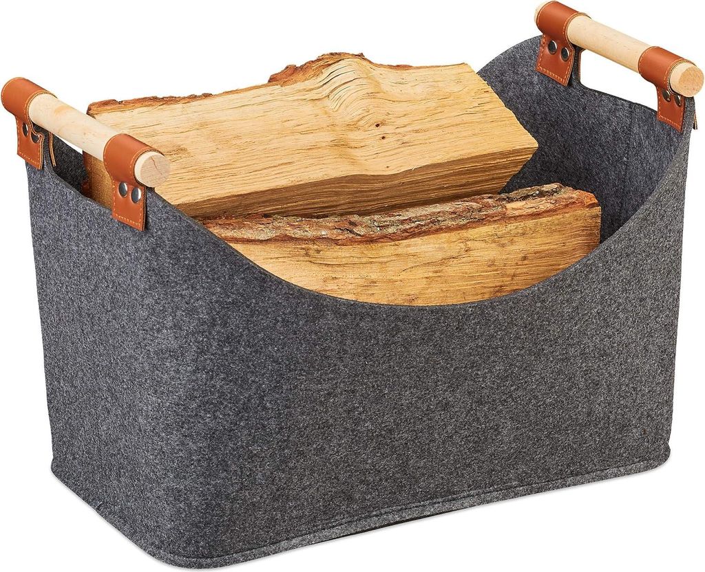 Relaxdays Filztasche, Aufbewahrungskorb Filz, faltbare Produktbild 
