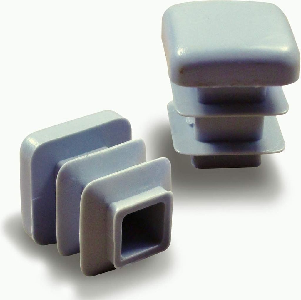 Ajile, 16 Stück, Quadratischer Lamellenstopfen 16x16 mm (Rohrwandstärke 1,0-2,0 mm), Grau, EPC316x16