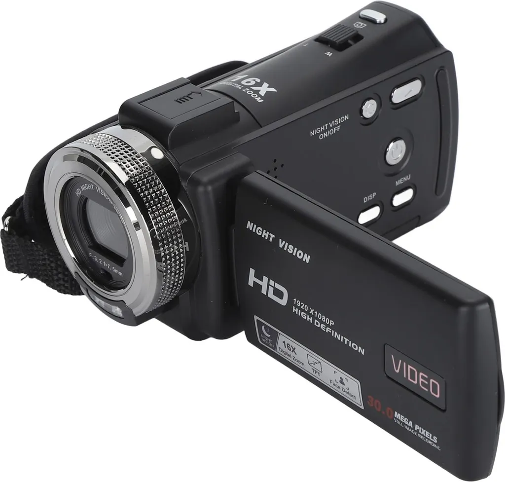 Caméra vidéo numérique Full HD avec Vision Nocturne et Écran Pivotant