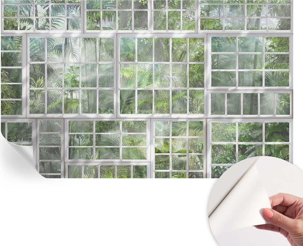 Selbstklebende Wandtapete - Dekorative Tapete für Wohnzimmer - Klebefolie für Wandbilder - Tapetenfolie für Wanddekoration - 416x254 - Grüner Wald