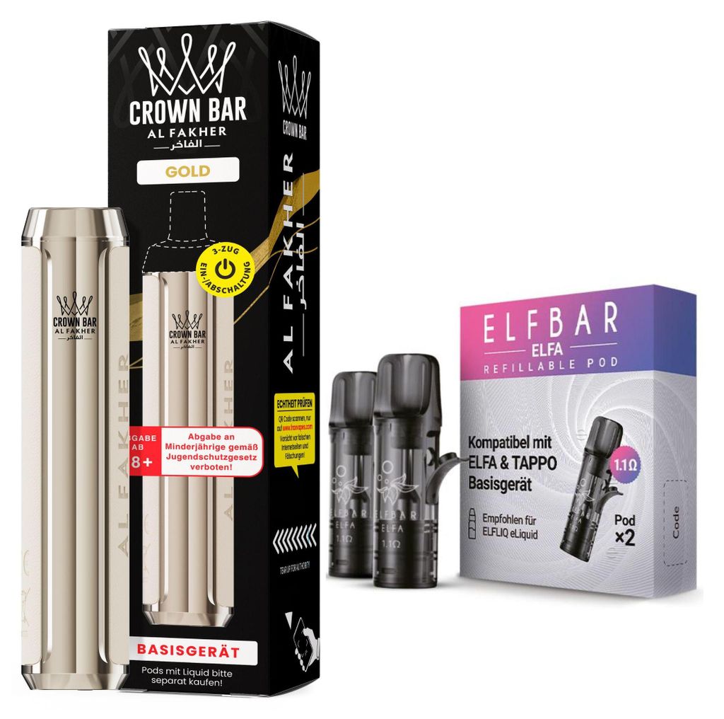 Al Fakher Crown Bar 600 Pod Kit Gold – 500 mAh Akkuträger Produktbild 
