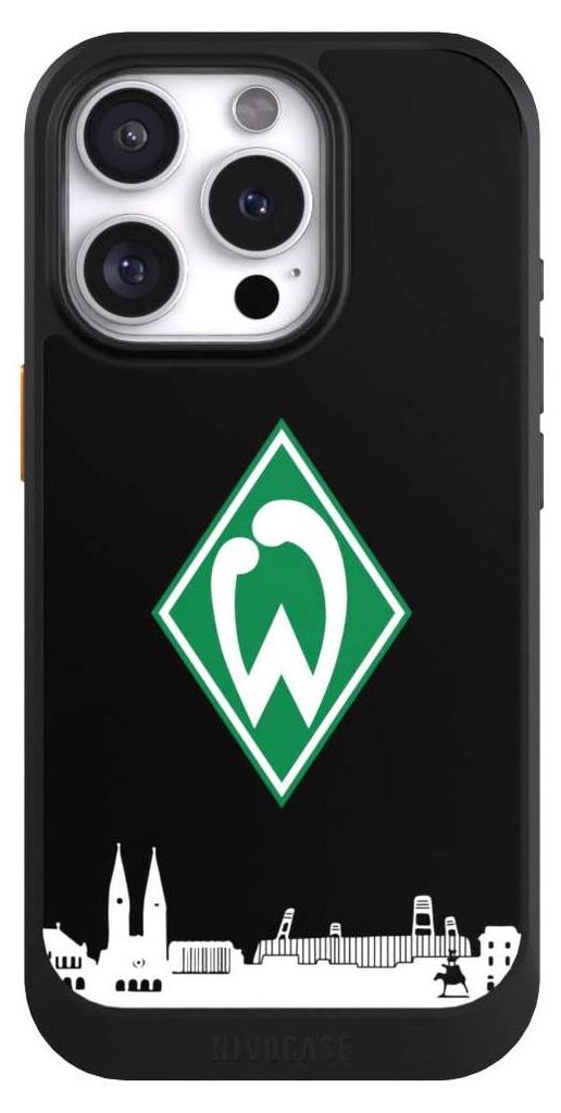 NIVOCASE Hülle für Apple iPhone 16 Pro Handyhülle NIVOcore Case Schwarz Offizielles Lizenzprodukt SV Werder Bremen Skyline