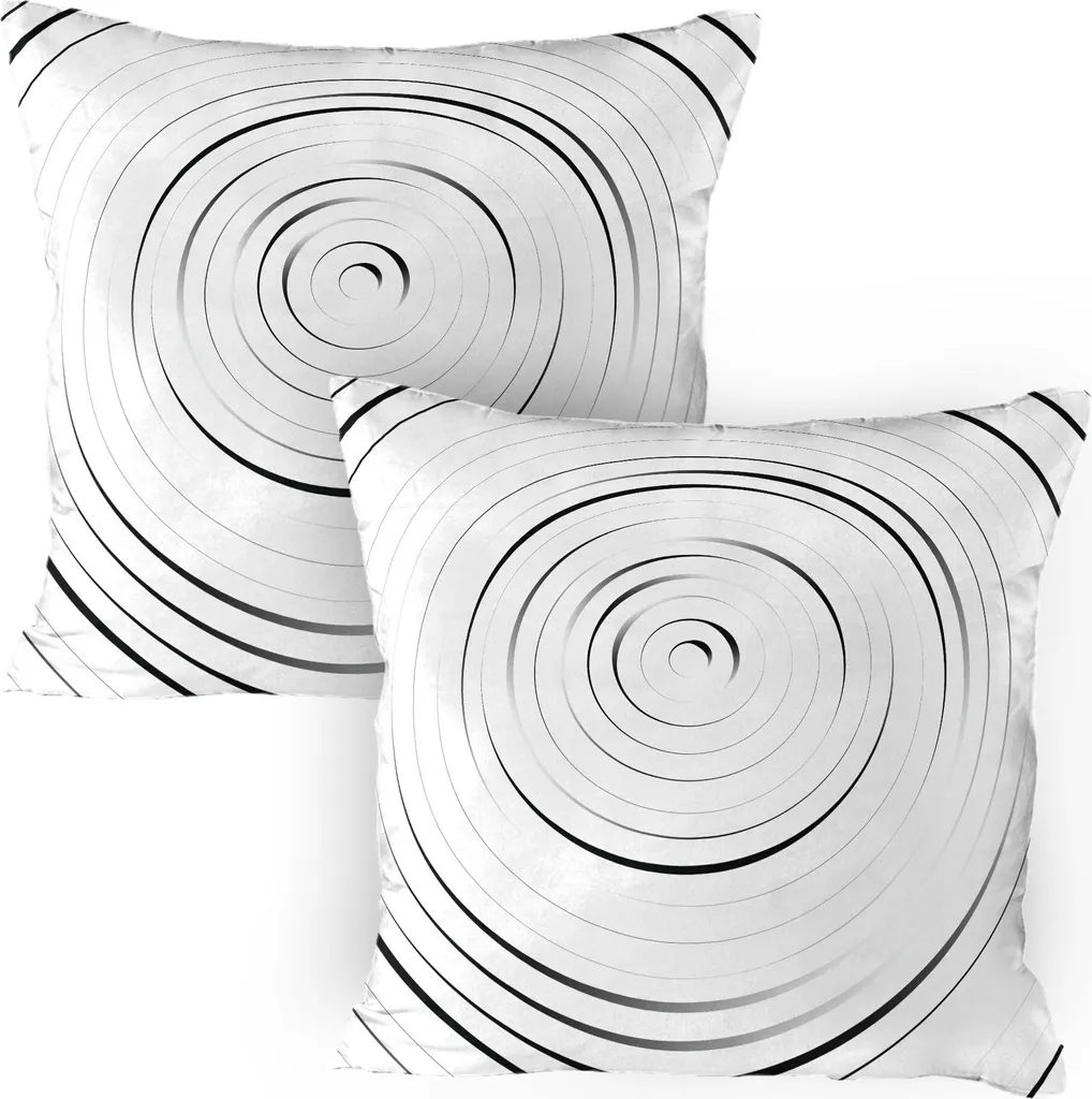 ABAKUHAUS Spiers Federa per cuscino Confezione da 2, Ruota semplice rotante a forma di spirale rotante che forma una moderna illustrazione a vortice, Federa per cuscino decorativa stampata, 80x80 cm, Bianco e nero