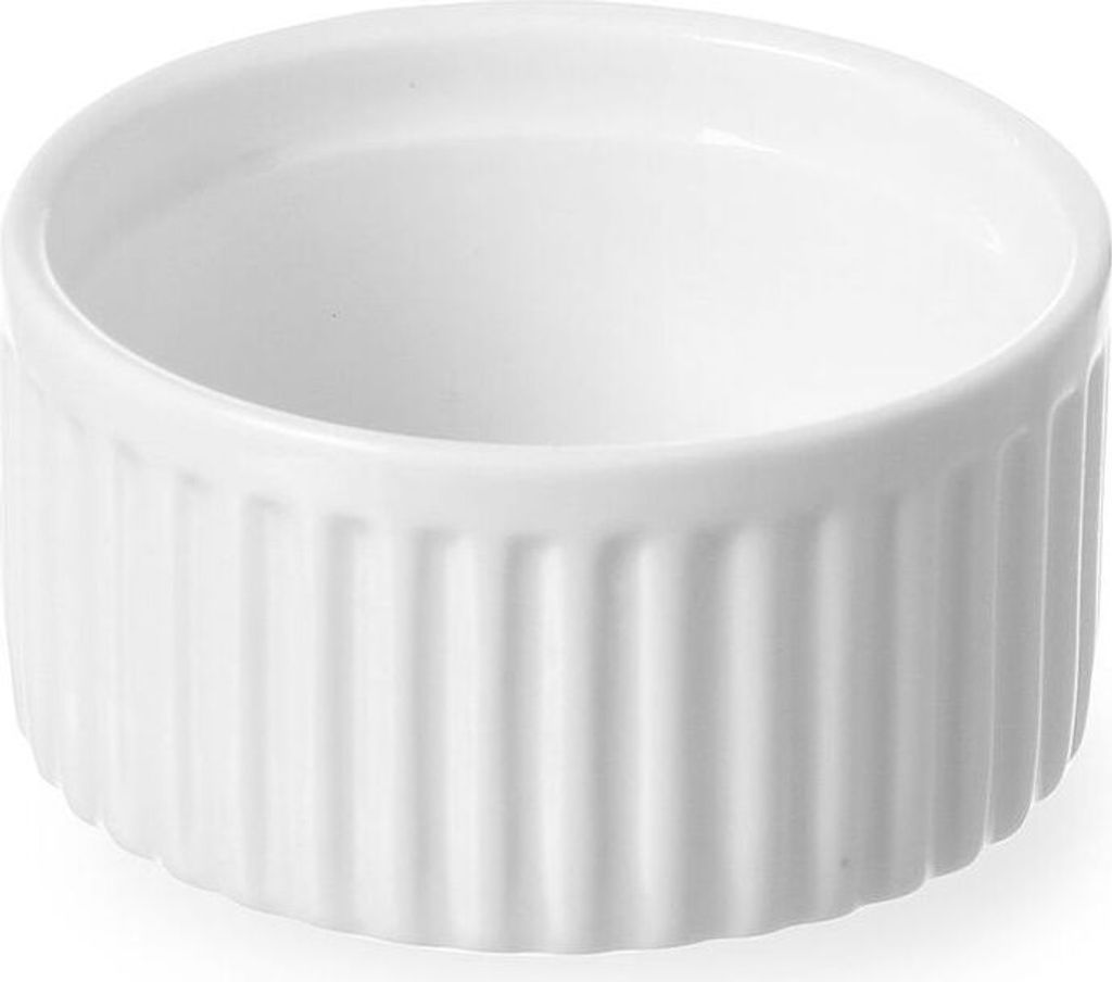 96x Auflaufförmchen geriffelt, weiß, Porzellan 10 cm